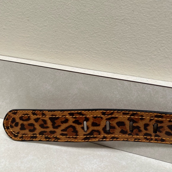 Fendi Wide Leopard Print Leather Belt Size 80/32